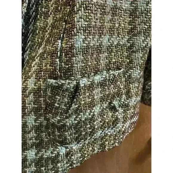 23rd St Woven Blazer Blue/Brown with Gold Metalic Shimmer Coating 10% Wool Sz XL - Picture 6 of 15